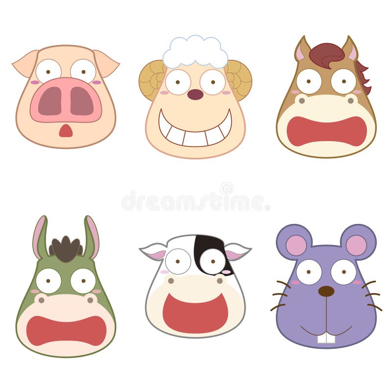 Cartoon animal head set