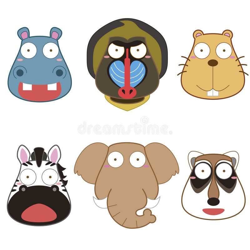 Cartoon animal head set