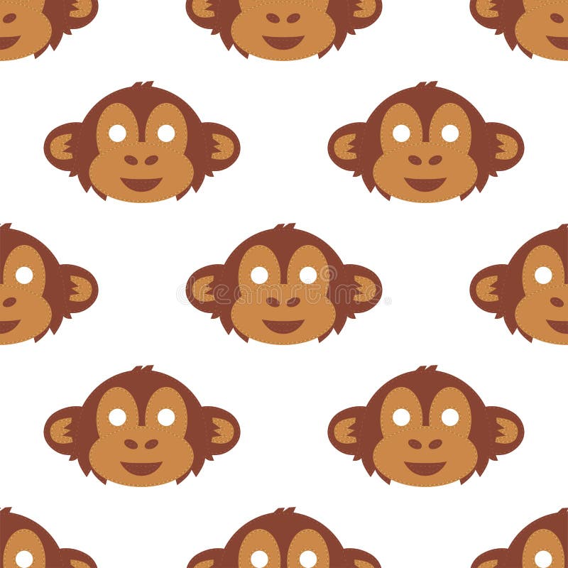 Seamless Pattern of Cute Monkey and Valentine Elements Cartoon