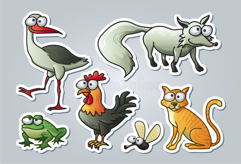Vektor obrázkový súbor rôznych zvierat v kreslený štýl.