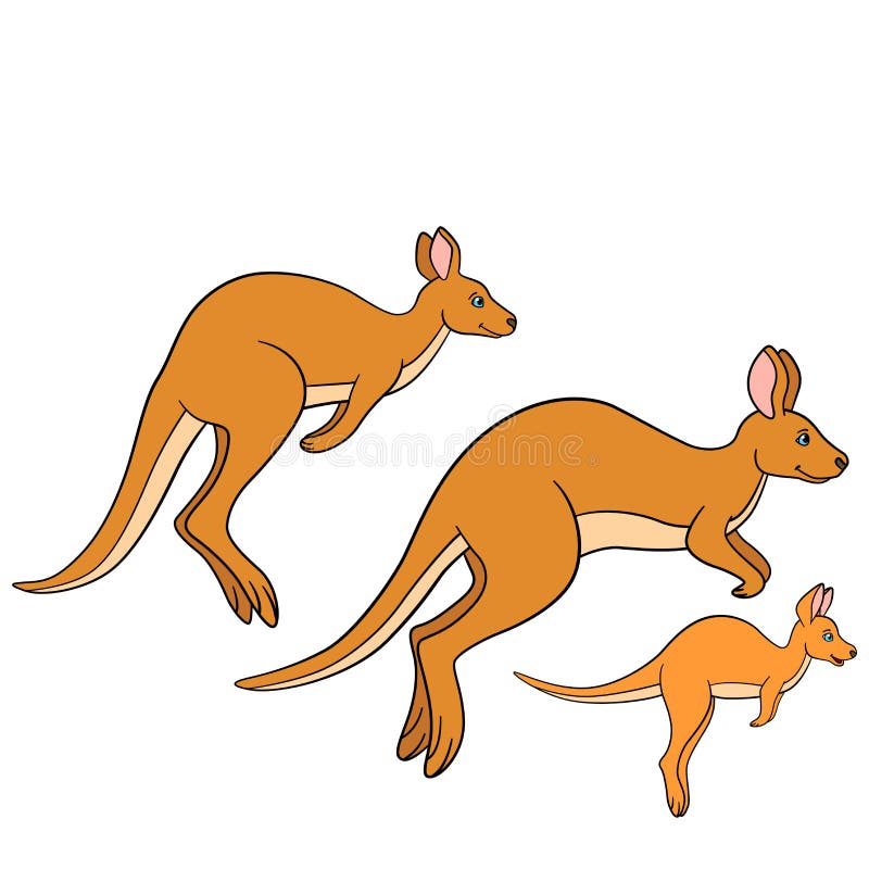 Cartoon Animals. the Kangaroo Family Runs. Stock Vector - Illustration of  joey, kangaroo: 116529164
