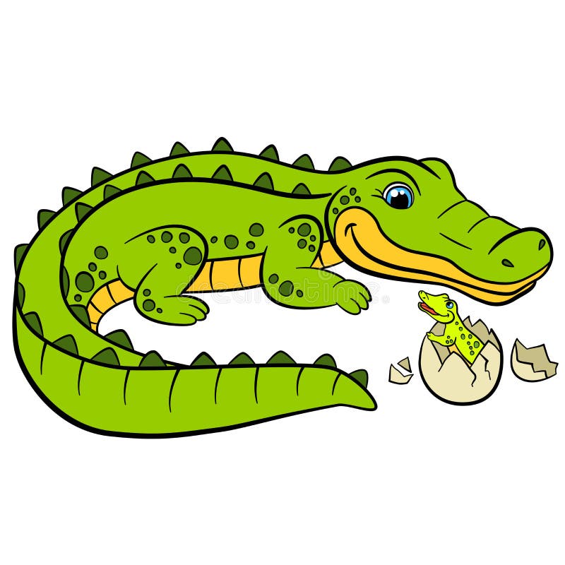 Cartoon Animals for Kids. Mother Alligator Stock Vector - Illustration of  crocodile, cute: 72191142