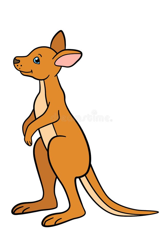 Cartoon animals. Little cute baby kangaroo stands and smiles. Cartoon animals. Little cute baby kangaroo stands and smiles.