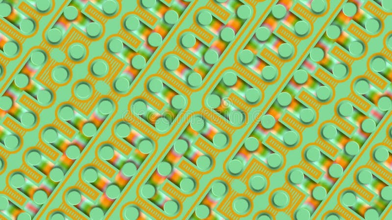 Cartoon animated chip, with current flowing. 3d rendering digital animation 4K vector illustration