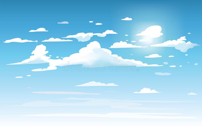 Cartoon Animation Style Blue Sky with Clouds Stock Illustration -  Illustration of environment, good: 171922546