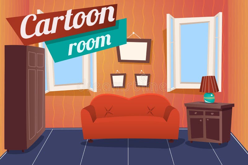 Cartoon Apartment Livingroom Interior House Room Stock ...