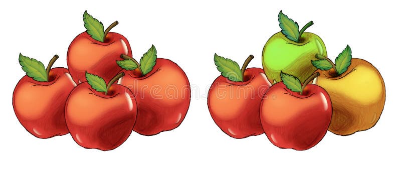 Cartoon Apples Set - Isolated Stock Illustration - Illustration of fresh,  drawing: 66512359