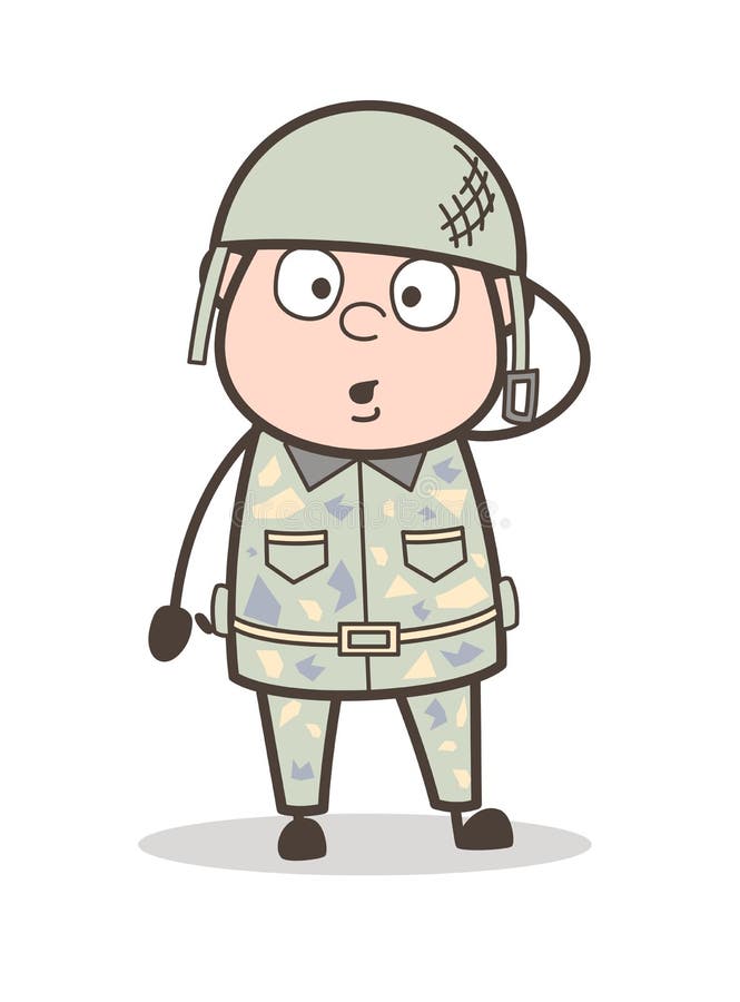 Cartoon Army Officer With Flushed Face Expression Vector Illustration Stock Illustration Illustration Of Frowning Anguished