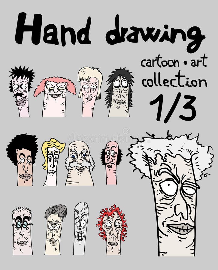 Cartoon art collection, one of three vector illustration