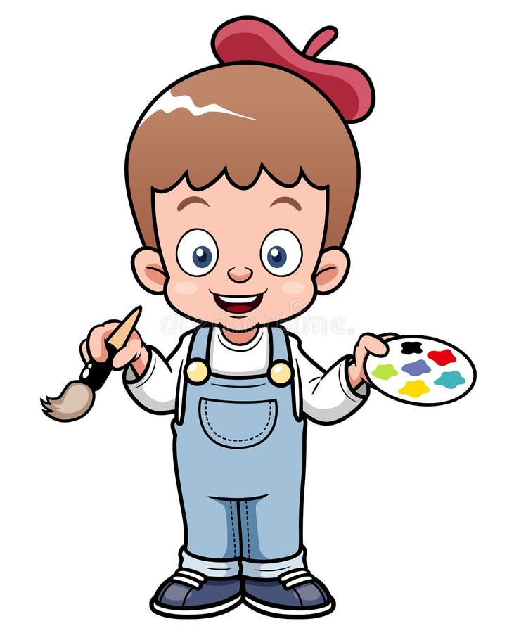 Cartoon artist boy stock vector. Illustration of happy - 29199846