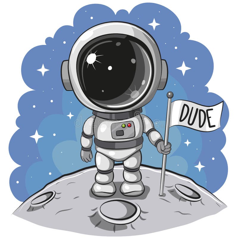 Cartoon Astronaut on the Moon on a Space Background Stock Vector -  Illustration of outer, dude: 214749458