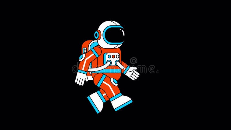Un cosmonaon într-un costum spațial merge în gravitație joasă. stock illustration