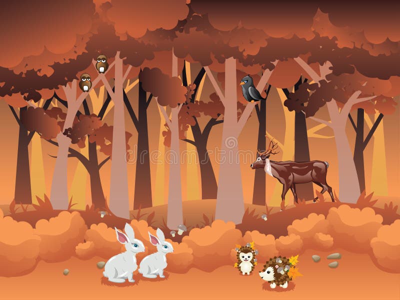 Cartoon Autumn Forest With Animals Stock Vector Illustration Of Peaceful Misty Cartoon Autumn Forest With Animals Stock Vector Illustration Of Peaceful Misty