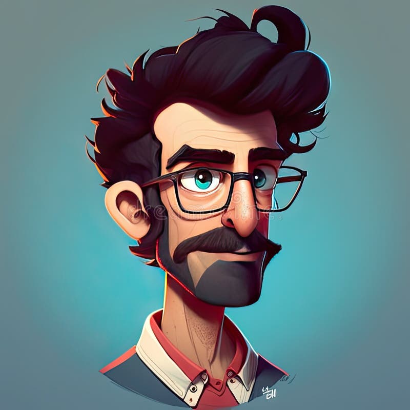Cartoon avatar of designer programmer stock illustration.