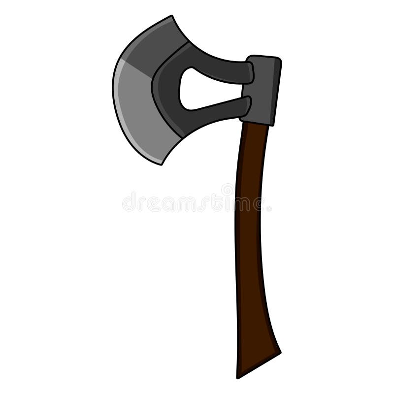 Cartoon Axe Isolated on White Background. Weapon for Computer Game