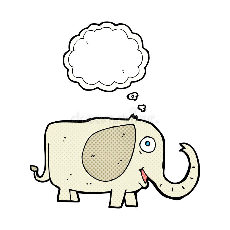 Cartoon Baby Elephant with Thought Bubble Stock Illustration