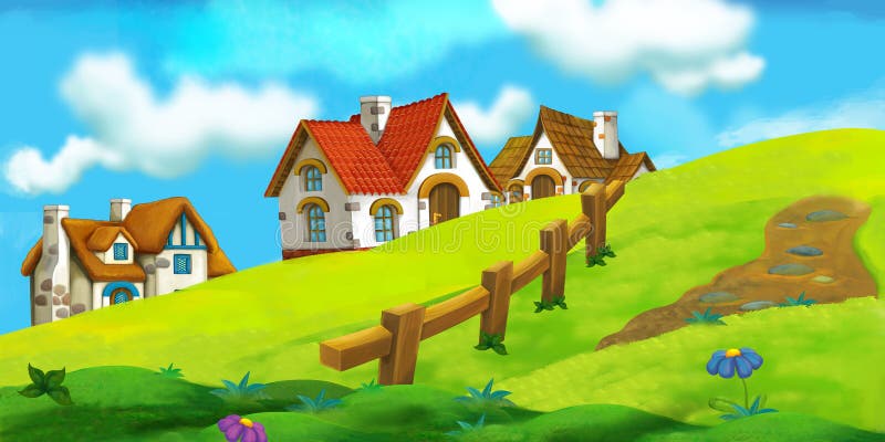 Cartoon Background of Old Village Stock Illustration - Illustration of  background, bright: 62702835