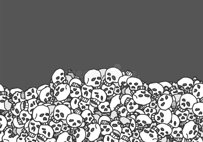 Cartoon Background Of Skulls Stock Vector Illustration Of Pile Drawing 43906383