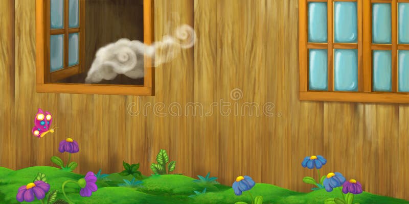 Cartoon Background of Wooden Wall of Traditional House - Some Kind of  Backyard Stock Illustration - Illustration of cartoon, happy: 62702580