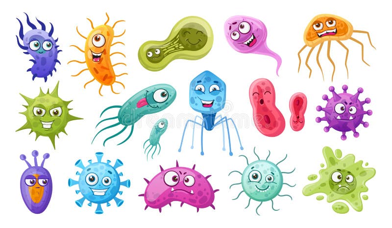 Cartoon Bacteria, Microbes and Viruses Germs Mascots. Cute Microorganisms, Bacteria with Facial Emotions Flat Vector Symbols Stock Vector - Illustration of hygiene, collection: 254109312 Cartoon Bacteria, Microbes and Viruses Germs Mascots. Cute Microorganisms, Bacteria with Facial Emotions Flat Vector Symbols Stock Vector - Illustration of hygiene, collection: 254109312