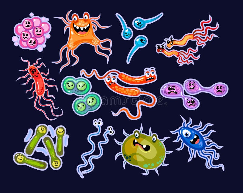 Blue Cartoon Germ Character Stock Illustration - Illustration of dirt