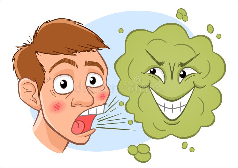 Cartoon bad breath illustration. 