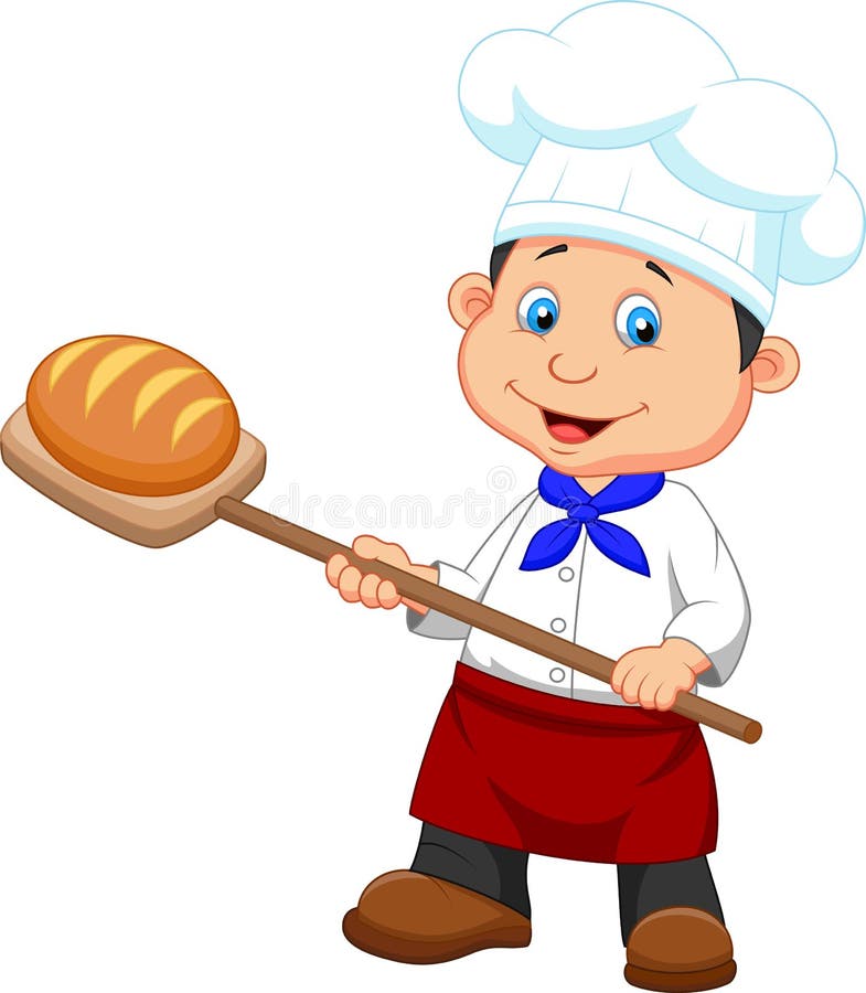 Cartoon a baker with bread stock vector. Image of bakery - 33242274