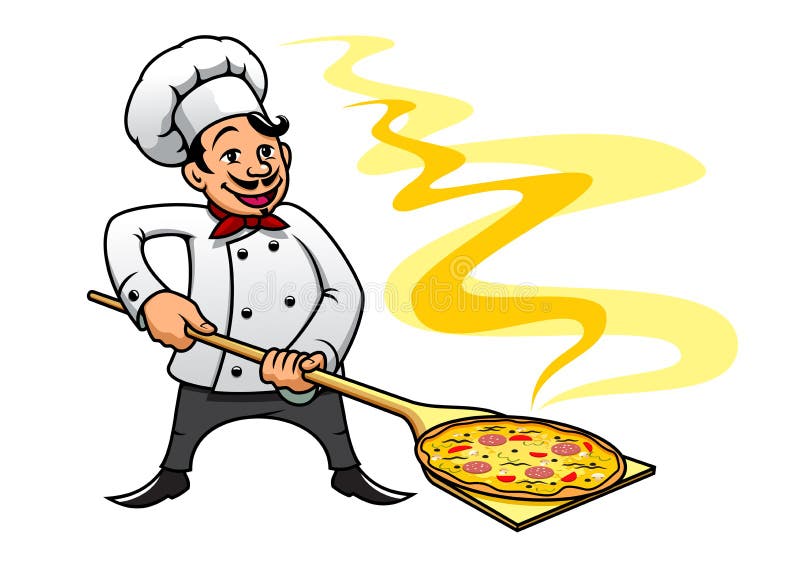 Cartoon Baker Chef Cooking Pizza Stock Vector - Illustration of gourmet,  cute: 43412675