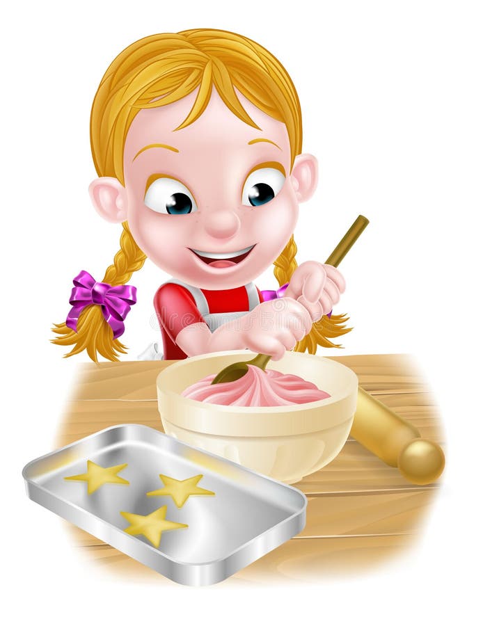 Cartoon Baking Girl stock vector. Illustration of cookie - 65161778