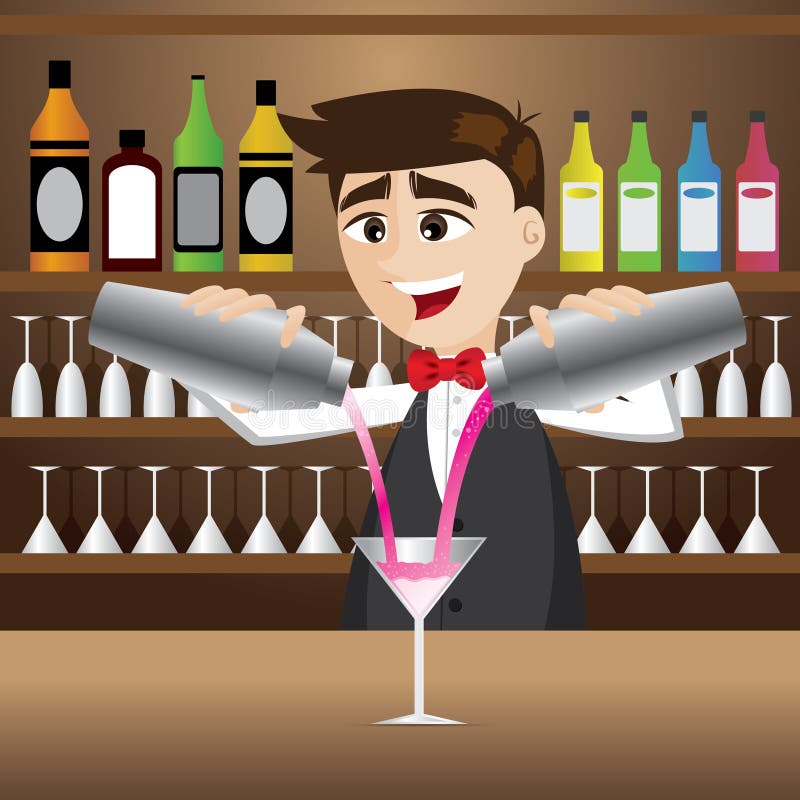 Cartoon Bartender Pouring Cocktail Stock Vector - Illustration of shelf,  cocktail: 40342594