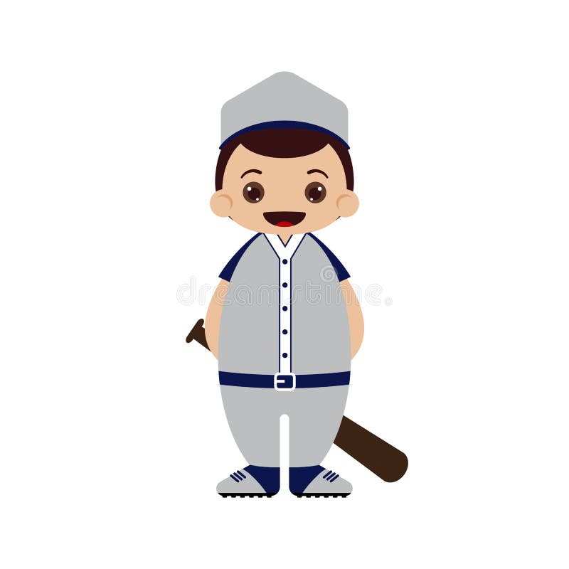 Cartoon Baseball Player Vector Illustration Stock Vector Illustration