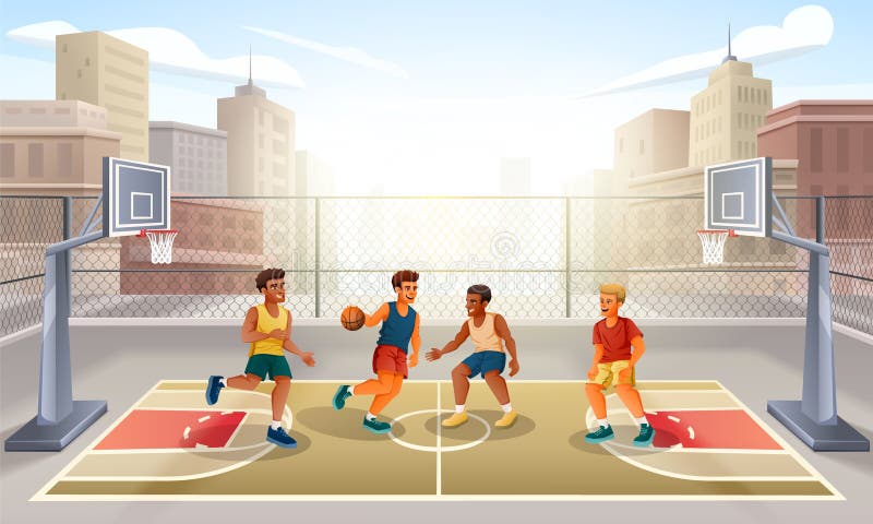 Cartoon Basketball Court stock vector. Illustration of building - 249535107