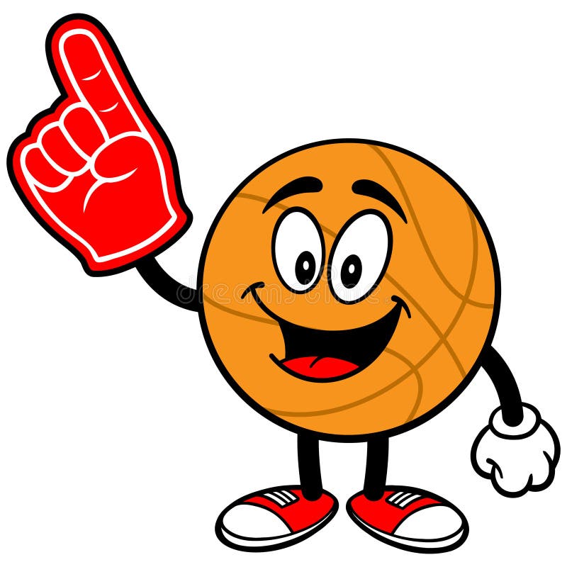 Cartoon Basketball with Foam Finger Stock Vector Illustration of element, games 53745289