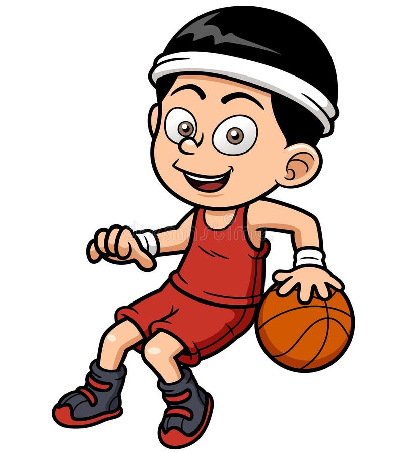 Cartoon Boy Playing Basket Ball Stock Vector - Illustration of athlete,  energy: 34606013