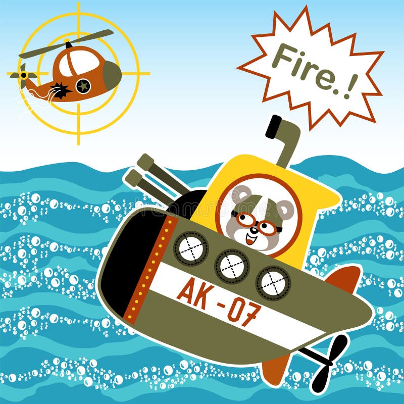 Cartoon of battle in the sea royalty free illustration Cartoon of battle in the sea royalty free illustration