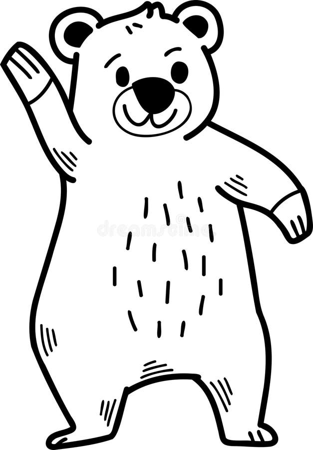 A Cartoon Bear is Standing and Looking at the Camera Stock Vector