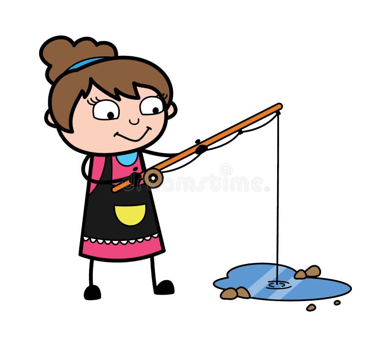 Lady Girl Fishing Stock Illustrations – 178 Lady Girl Fishing
