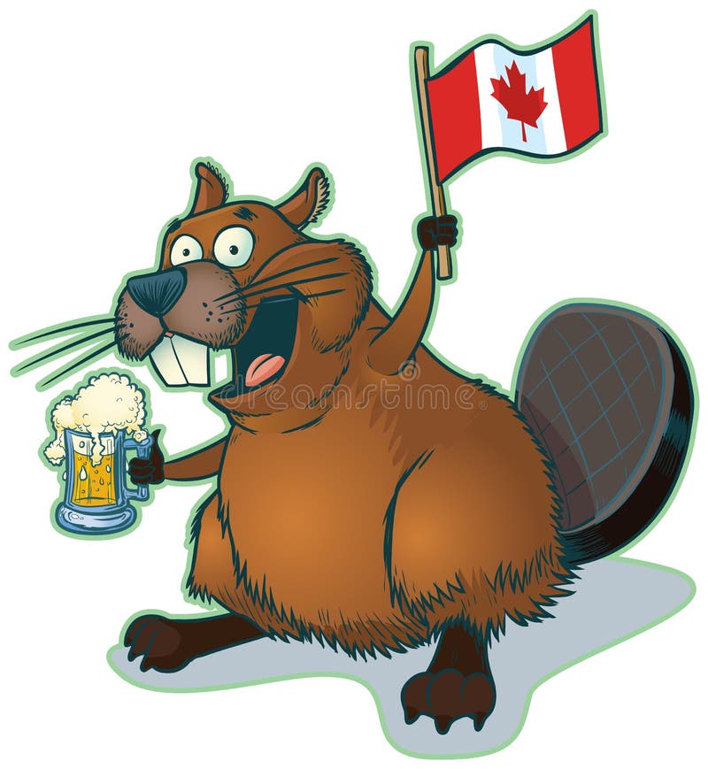 Cartoon Beaver with Beer and Canadian Flag vector illustration Cartoon Beaver with Beer and Canadian Flag vector illustration