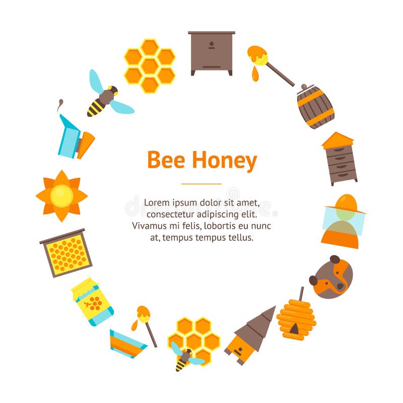Cartoon Bee Banner Card Circle. Vector stock illustration Cartoon Bee Banner Card Circle. Vector stock illustration