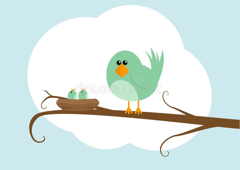 Cartoon bird with nest stock illustration. Illustration of standing -  13751145