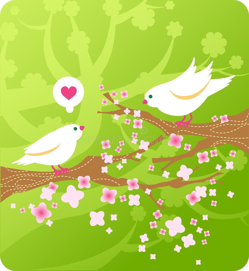 Cartoon birds in love