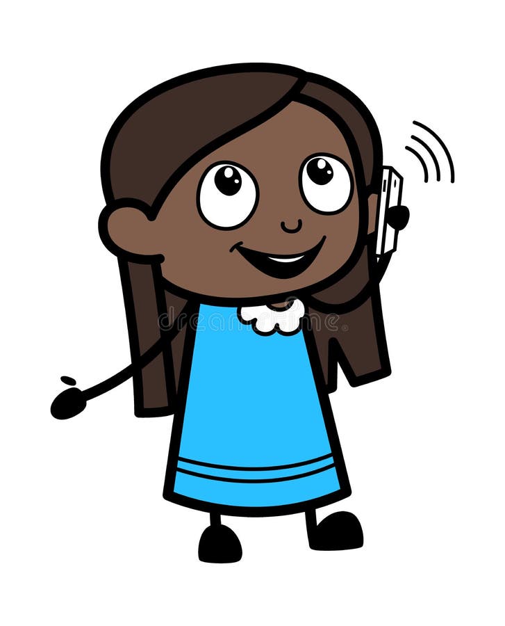 Cartoon Black Girl Talking on Cell Phone Stock Illustration - Illustration  of clipart, american: 191438126