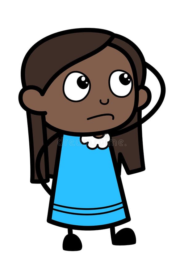 Cartoon Black Girl Thinking in Confusion Stock Illustration - Illustration  of intelligent, plan: 191438223