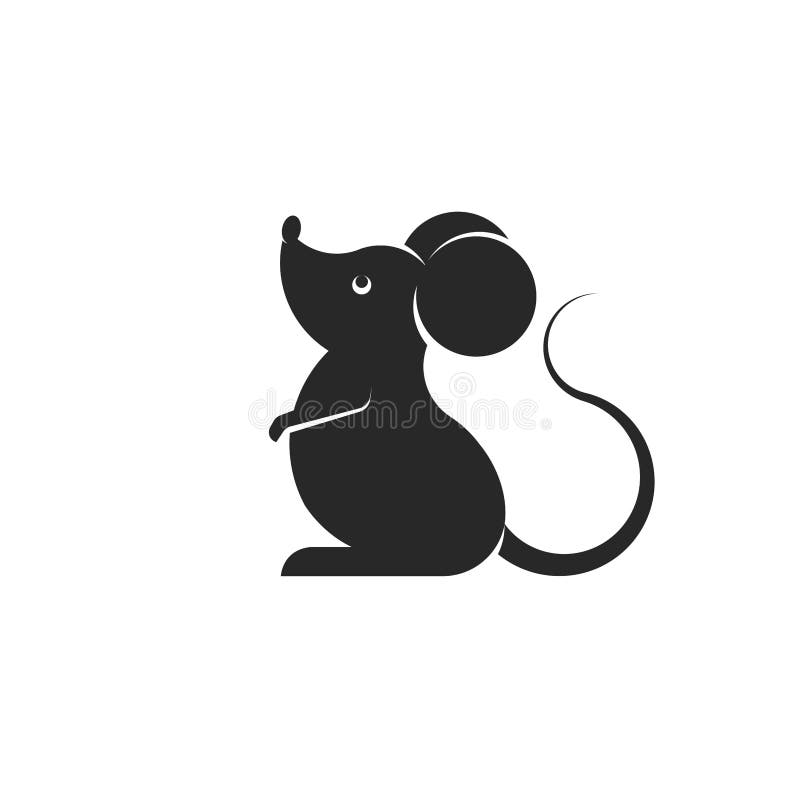 Cartoon Black Rat or Mouse Silhouette Isolated on White Background Stock  Vector - Illustration of decoration, drawing: 165393645