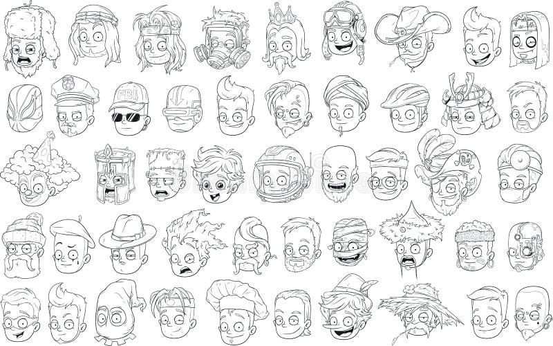 Cartoon Black and White Characters Heads Big Vector Set Stock Vector - Illustration of knight, funny: 92532852 Cartoon Black and White Characters Heads Big Vector Set Stock Vector - Illustration of knight, funny: 92532852