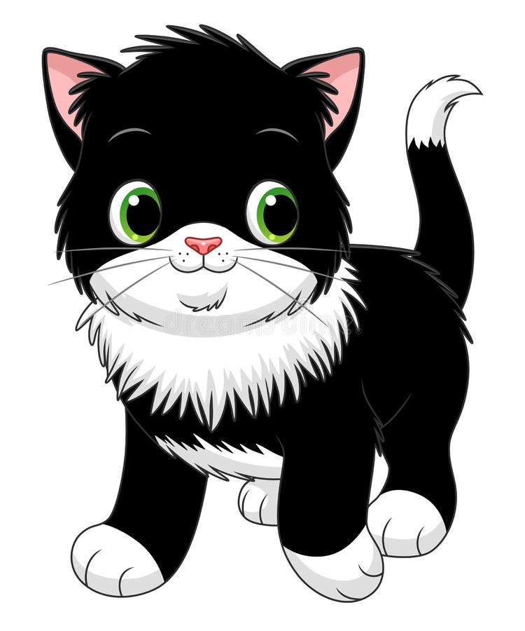 Cartoon Black and White Kitten Stock Vector - Illustration of vector, black: 94730770 Cartoon Black and White Kitten Stock Vector - Illustration of vector, black: 94730770