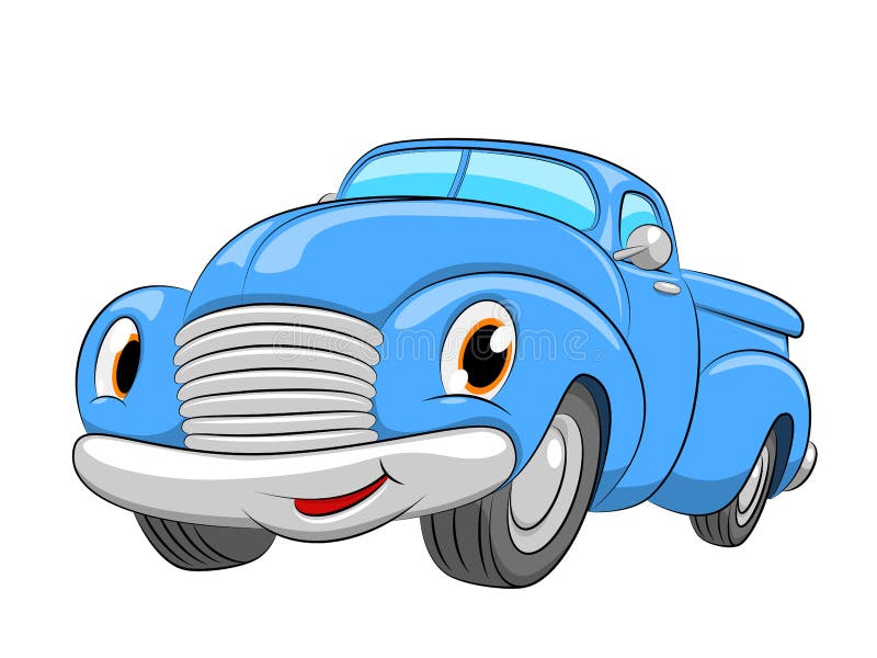Cartoon Blue Car. a Pickup Car on a White Background Stock Vector -  Illustration of cartoon, emotion: 172631172