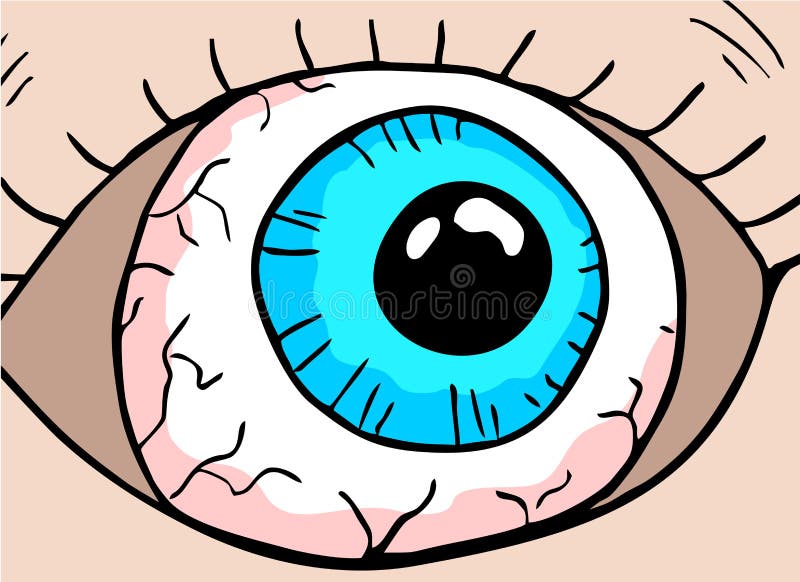Cartoon blue eye vector illustration