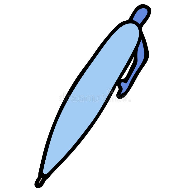 Cartoon Blue Pen in Doodle Style. Isolated Vector Illustration Stock Vector  - Illustration of paper, icon: 162907002