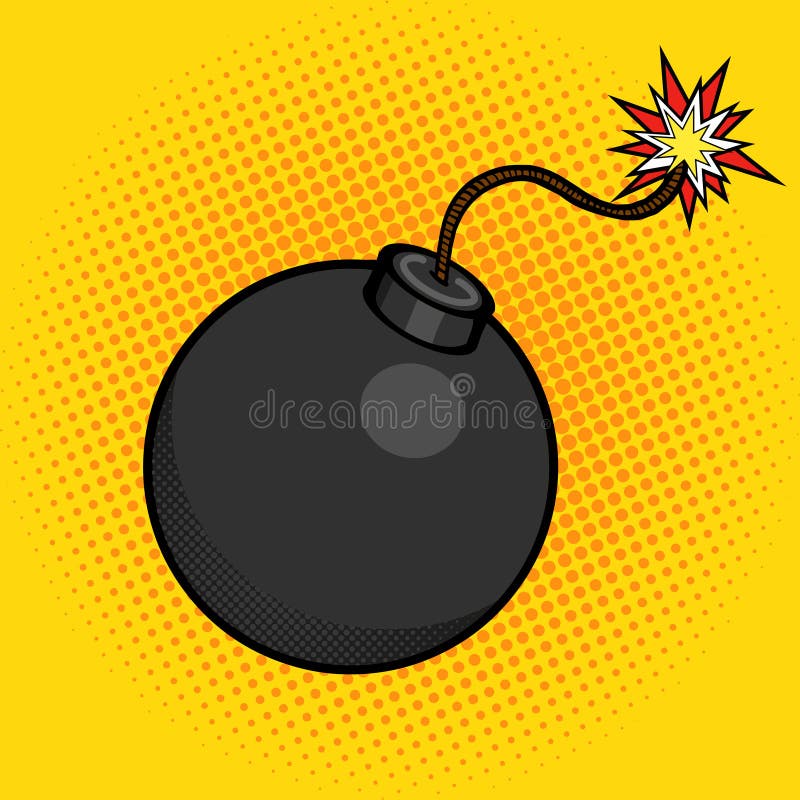 Cartoon Bomb with Fire Pop Art Style Vector Stock Vector Illustration